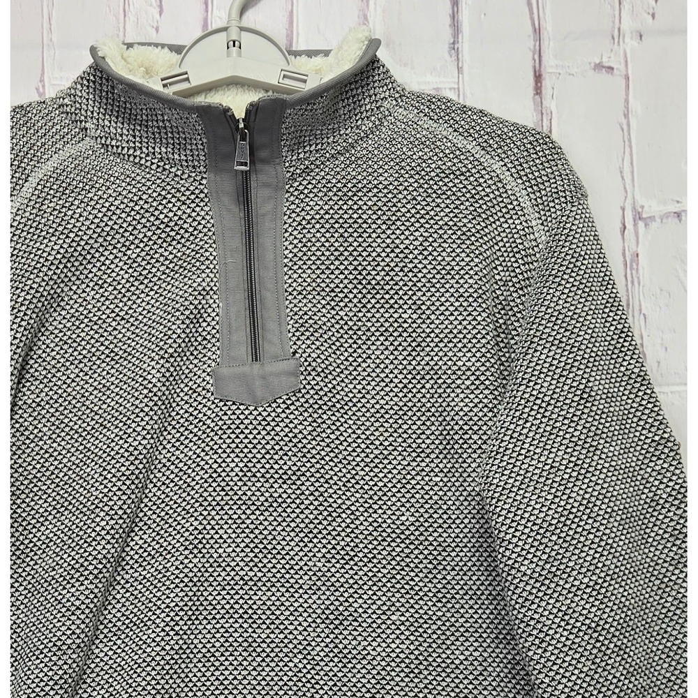 Orvis Pullover Grey Sherpa Lined 1/4 Zip Sweater Outdoors Winter Casual Mens XL
